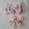 Pastel Check Plaid Knit Hair Bow - Headwrap - Clip - Pigtail Bows - Headband - Peach - Easter - Rainbow - Spring - Birthday - Purple - Small product 3